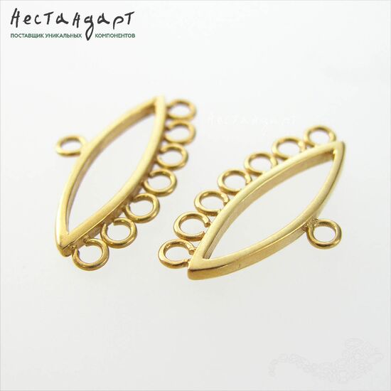 Коннектор-разделитель на 7 нитей Seesaw Vermeil Sterling Silver 25х14 мм, изображение 2