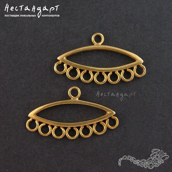 Коннектор-разделитель на 7 нитей Seesaw Vermeil Sterling Silver 25х14 мм, изображение 4