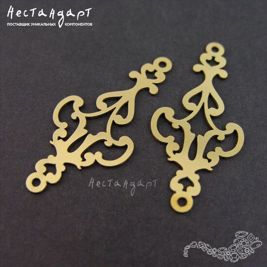 Коннектор авторский Filigree латунь 38х17 мм, изображение 3