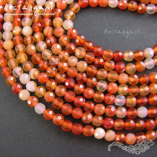 Сердолик натуральный с огранкой 4 мм (нить 10 см), изображение 2