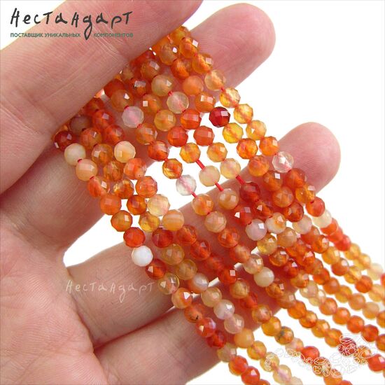 Сердолик натуральный с огранкой 4 мм (нить 10 см), изображение 3