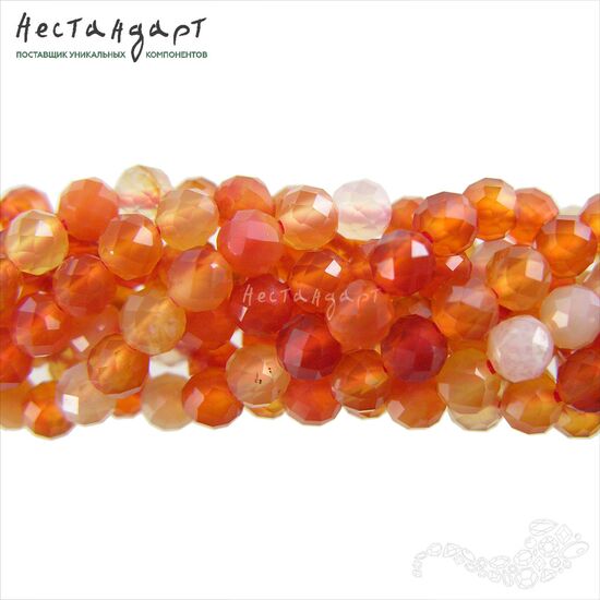 Сердолик натуральный с огранкой 4 мм (нить 10 см), изображение 4