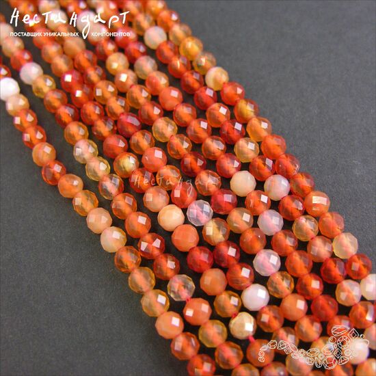 Сердолик натуральный с огранкой 4 мм (нить 10 см), изображение 5