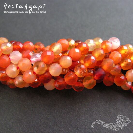 Сердолик натуральный с огранкой 4 мм (нить 10 см), изображение 6