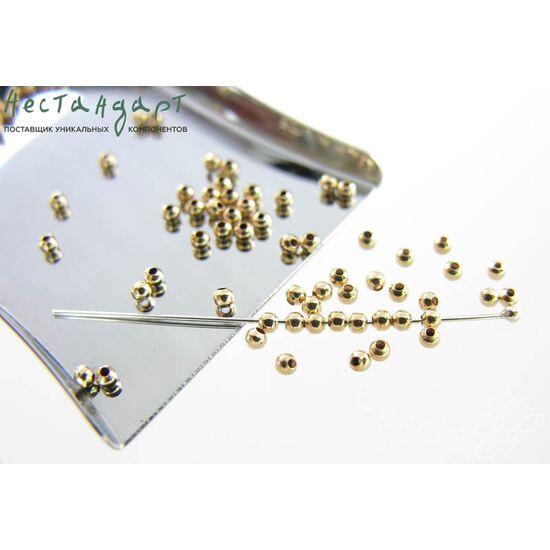Бусина гладкая Gold Filled 2 мм (уп.10 шт)