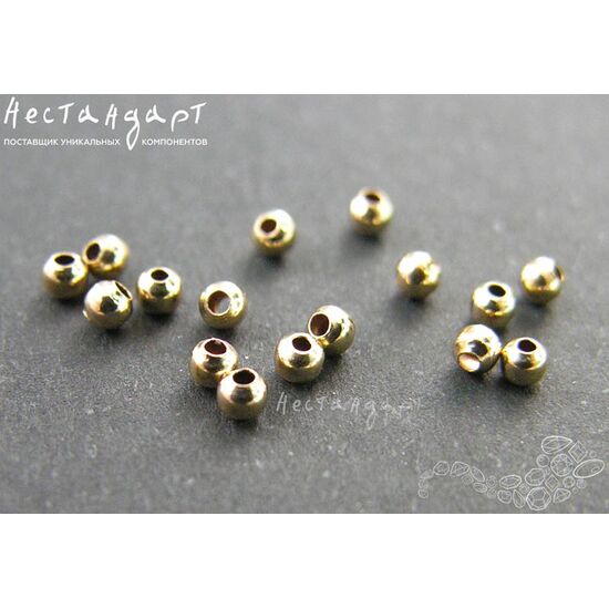 Бусина гладкая Gold Filled 2 мм (уп.10 шт), изображение 2