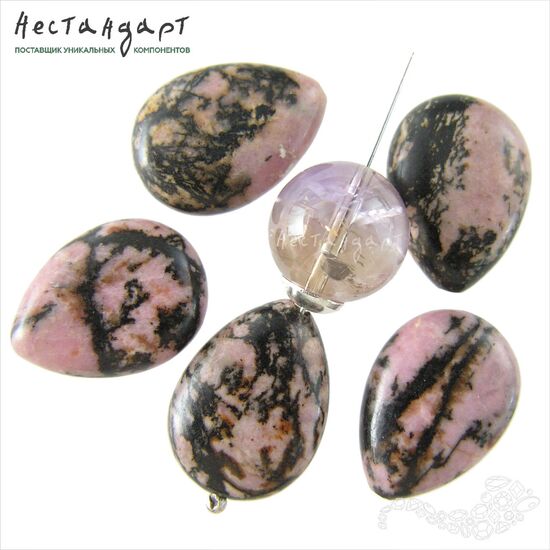 Родонит натуральный Drop 18х13 мм