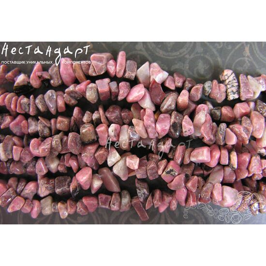 Родонит натуральный Галтовка 7х5 мм (нить 20 см)