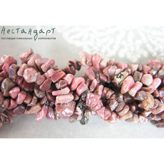 Родонит натуральный Галтовка 7х5 мм (нить 20 см), изображение 2