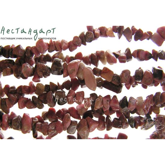 Родонит натуральный Галтовка 7х5 мм (нить 20 см), изображение 4