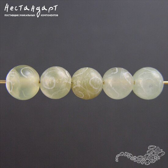 Халцедон натуральный с рисунком Mint Jade 8 мм (уп.10 шт.), изображение 3