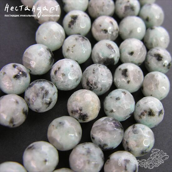 Пегматит амазонитовый натуральный ювелирная огранка 10 мм (уп. 10 шт.)