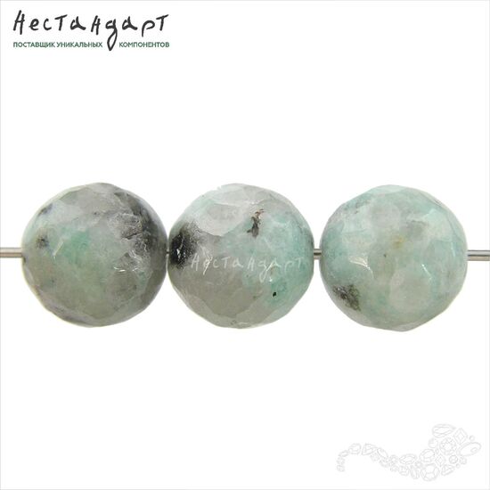 Пегматит амазонитовый натуральный ювелирная огранка 10 мм (уп. 10 шт.), изображение 3