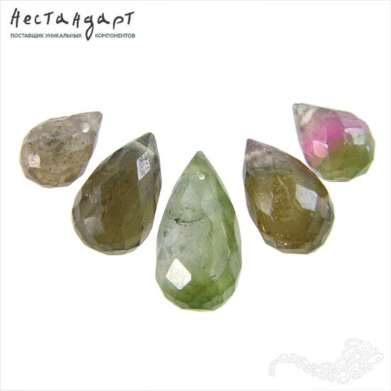 Турмалин натуральный Briolette Drop 7-14 мм (уп. 5 шт.), изображение 2