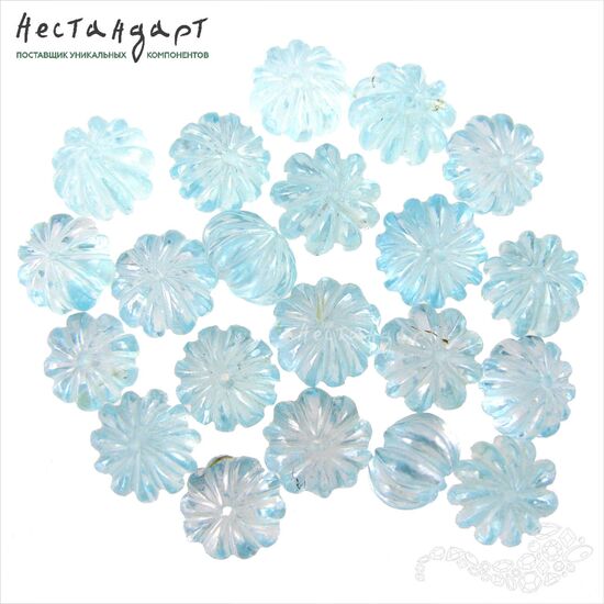 Топаз натуральный резной голубой Pumpkin 9-10 мм, изображение 2