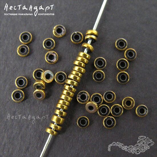 Гематит Roundel Disk Antique Gold 2,2х1 мм (нить 10 см)