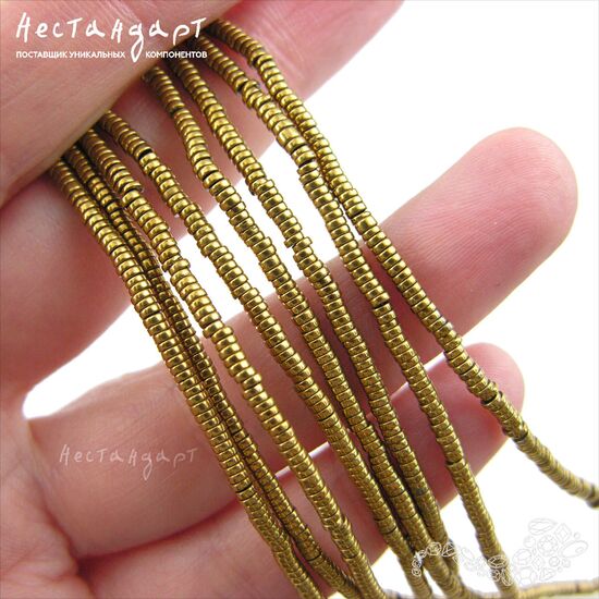 Гематит Roundel Disk Antique Gold 2,2х1 мм (нить 10 см), изображение 2