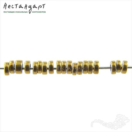Гематит Roundel Disk Antique Gold 2,2х1 мм (нить 10 см), изображение 4