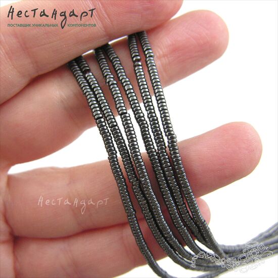 Гематит Roundel Disk Gunmetal 2,2х1 мм (нить 10 см), изображение 2