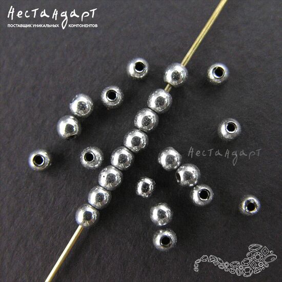 Гематит гальванизированный гладкий Silver 2,5 мм (нить 10 см), изображение 3