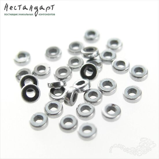 Гематит Roundel Disk Silver 2,2х1 мм (нить 10 см)