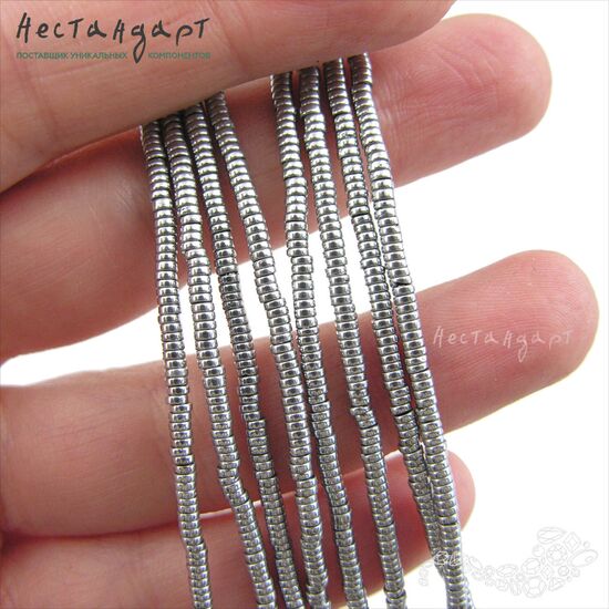 Гематит Roundel Disk Silver 2,2х1 мм (нить 10 см), изображение 2