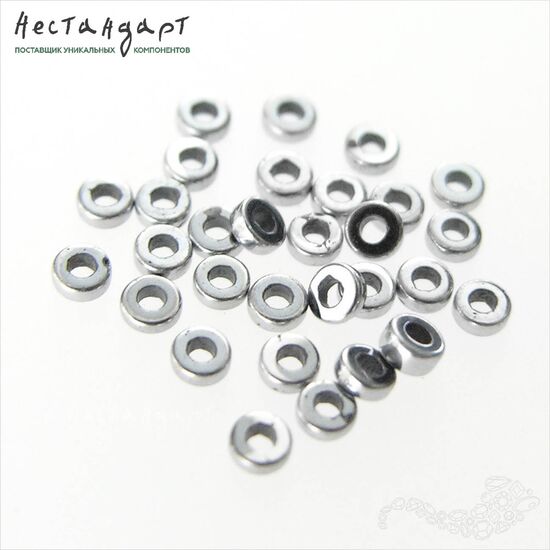 Гематит Roundel Disk Silver 2,2х1 мм (нить 10 см), изображение 4