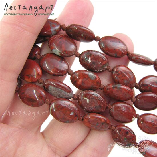 Яшма красная натуральная Oval 10х14 мм (уп. 6 шт.), изображение 3