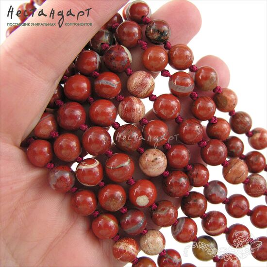 Яшма натуральная красная Red Ball 8-8,7 мм (уп. 10 шт.), изображение 2