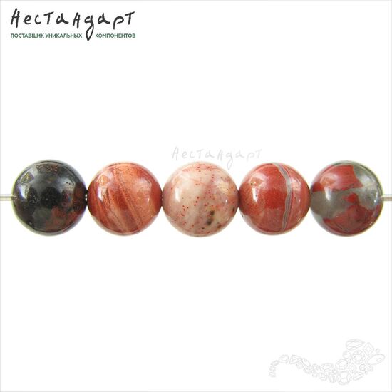 Яшма натуральная красная Red Ball 8-8,7 мм (уп. 10 шт.), изображение 5