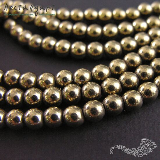 Гематит гладкий Antique Gold 6,5 мм (уп. 10 шт.), изображение 2