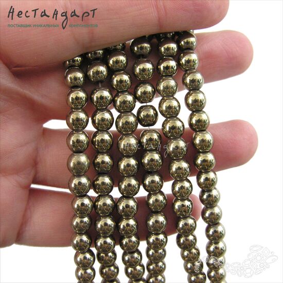 Гематит гладкий Antique Gold 6,5 мм (уп. 10 шт.), изображение 3