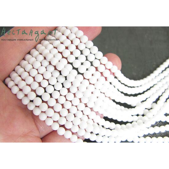 Мрамор отбеленный гладкий 4 мм (нить 22 см), изображение 2