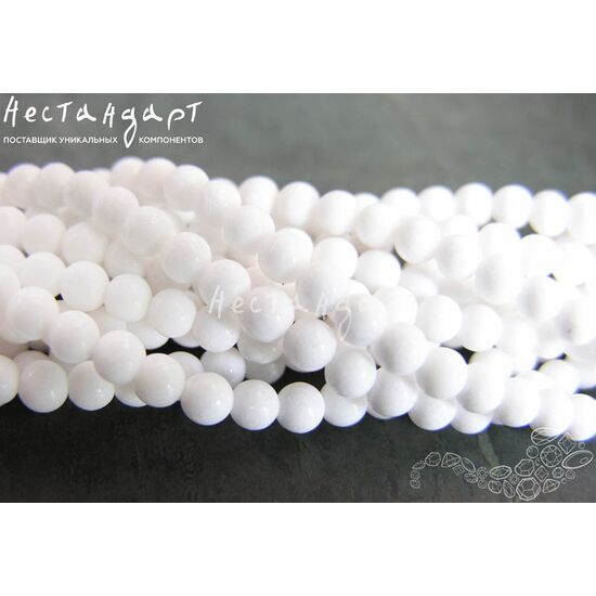 Мрамор отбеленный гладкий 4 мм (нить 22 см), изображение 3