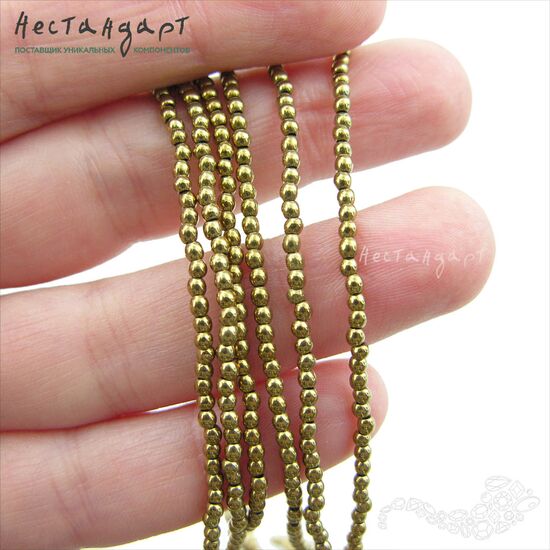 Гематит Antique Gold 2,0 мм (нить 19 см), изображение 2