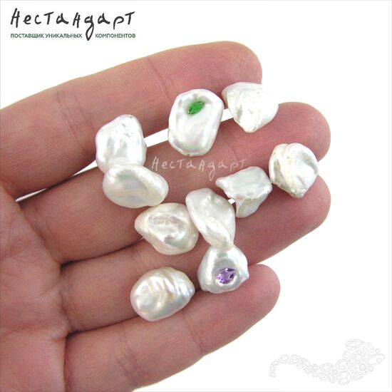 Жемчуг натуральный White 12-14х8-10 мм, изображение 2