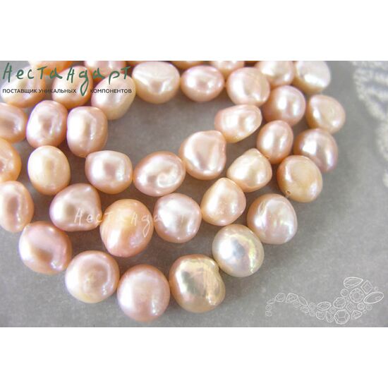 Жемчуг натуральный розово-персиковый Nugget 9-11 мм (уп.10 шт.), изображение 2