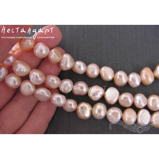 Жемчуг натуральный розово-персиковый Nugget 9-11 мм (уп.10 шт.), изображение 3