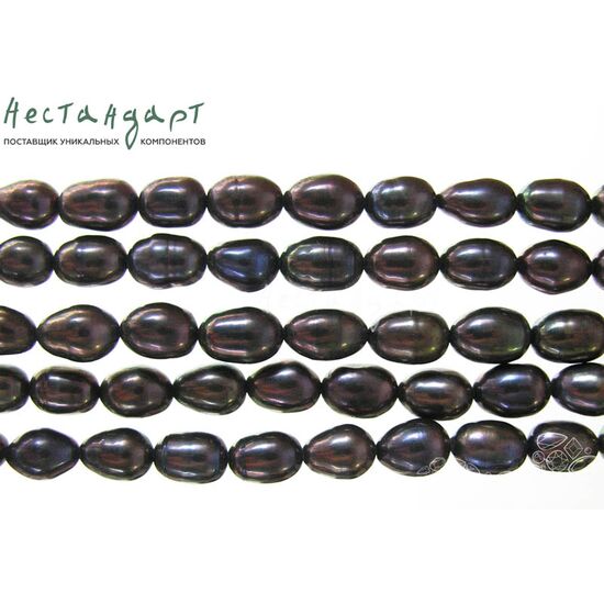 Жемчуг натуральный Dark Night Rice 8х5 мм (нить 11см), изображение 3