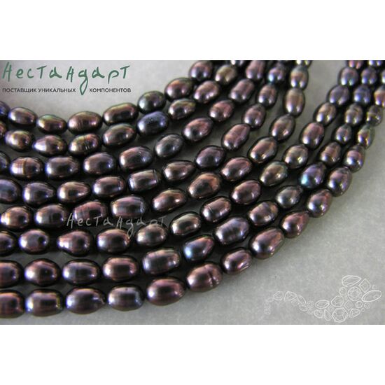 Жемчуг натуральный Dark Night Rice 8х5 мм (нить 11см), изображение 4