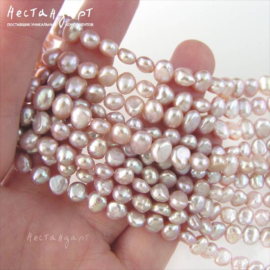 Жемчуг натуральный Lavender Pink 6-7 мм (нить 10 см), изображение 2