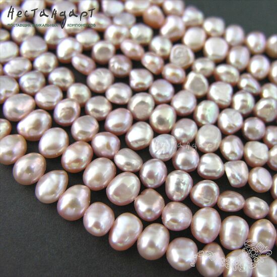 Жемчуг натуральный Lavender Pink 6-7 мм (нить 10 см), изображение 3