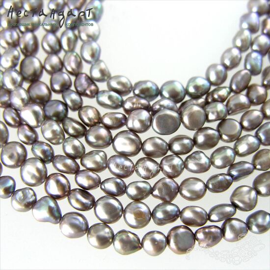 Жемчуг натуральный Baroque Peacock 5х4 мм (нить 10 см)