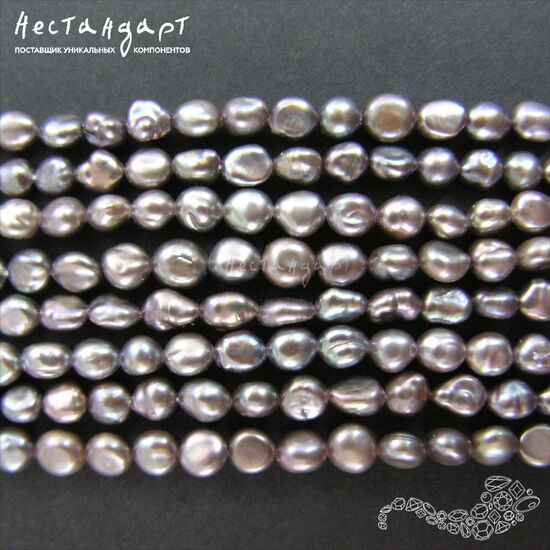 Жемчуг натуральный Baroque Peacock 5х4 мм (нить 10 см), изображение 3