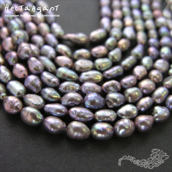 Жемчуг натуральный Rice Peacock 7х5 мм (нить 6 см), изображение 2