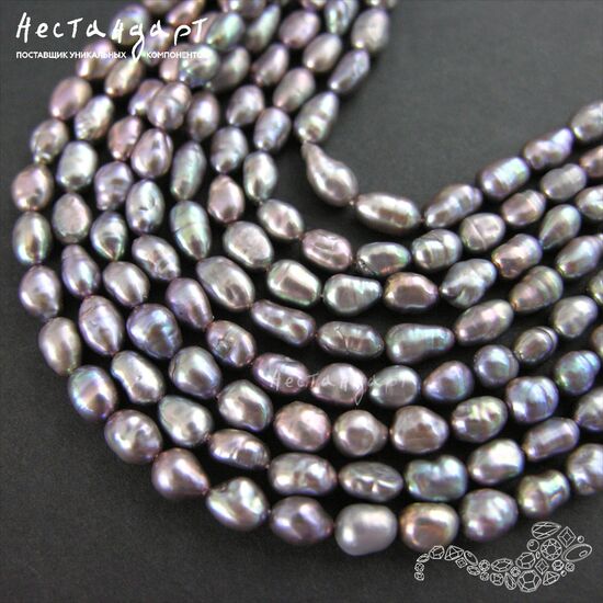 Жемчуг натуральный Rice Peacock 7х5 мм (нить 6 см), изображение 5