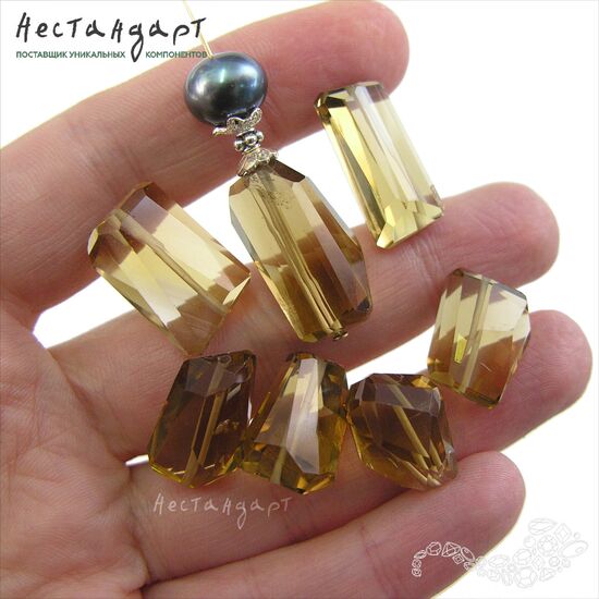 Кварц дымчато медовый натуральный Cut Desired с огранкой 16-22 мм, изображение 3