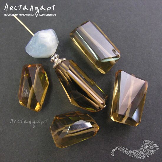 Кварц дымчато медовый натуральный Cut Desired с огранкой 16-22 мм, изображение 4