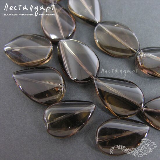 Кварц натуральный дымчатый Flat Drop 21х14 мм, изображение 4