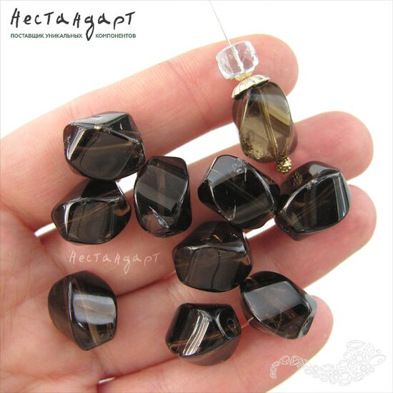 Кварц натуральный дымчатый Figured 14х11 мм (уп. 5 шт.), изображение 2